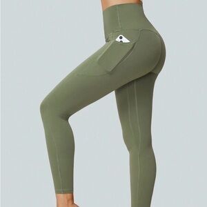SOLD GLOWMODE 24" FeatherFit High-Rise Side Pocket Green Leggings